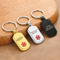 Llavero con símbolo de identificación de alerta médica personalizado con información personal Supervivencia en emergencias Regalo de cumpleaños para amigos y familiares