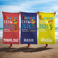 Toalla de playa de gran tamaño y secado rápido personalizada con nombre Primo de tripulación multicolor Regalo esencial de viaje Cumpleaños Vacaciones de verano para niños