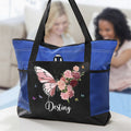 Personalizada Nacimiento Flor Mariposa Grande Oxford Bolsa Tote con Nombre Viaje Esenciales Cumpleaños Aniversario Regalo para Mujeres