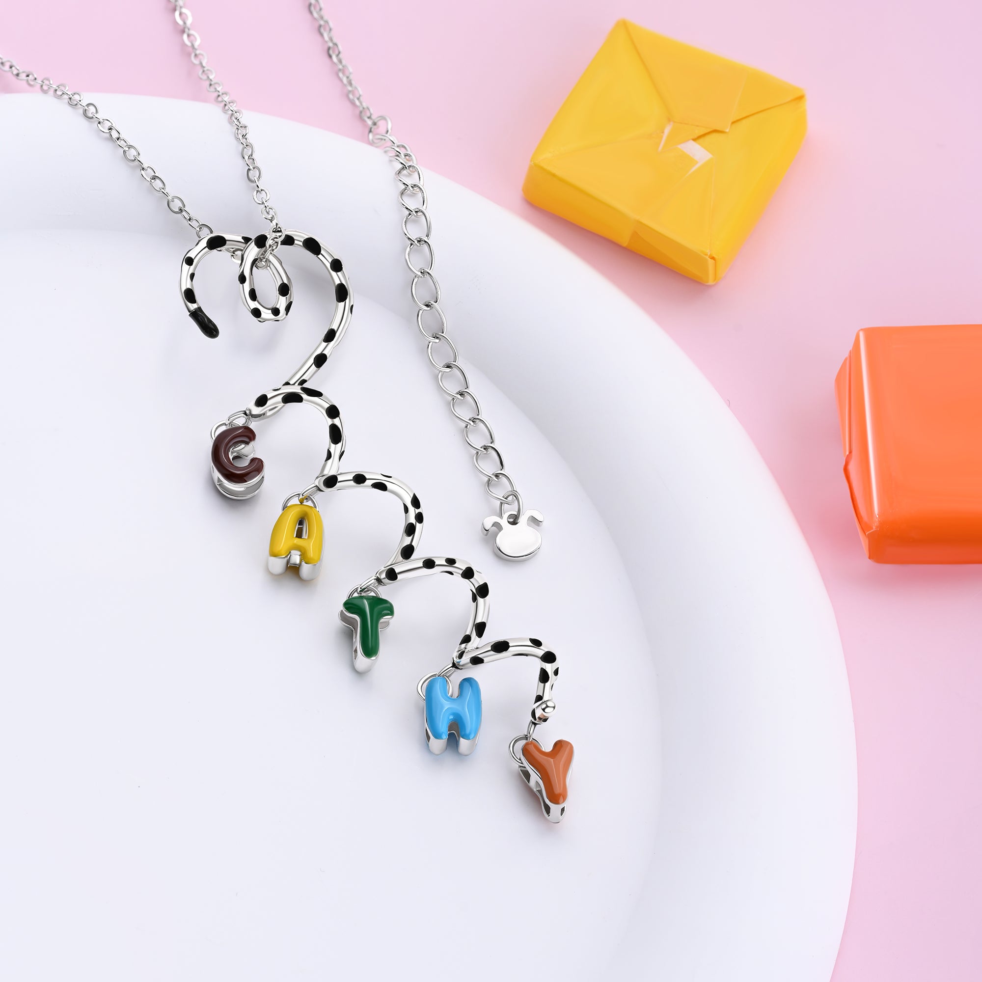 Collar personalizado en forma de Marsupilami de cola larga con letras de burbujas Regalo de aniversario Cumpleaños para mujer Niña | Callie × Marsupilami