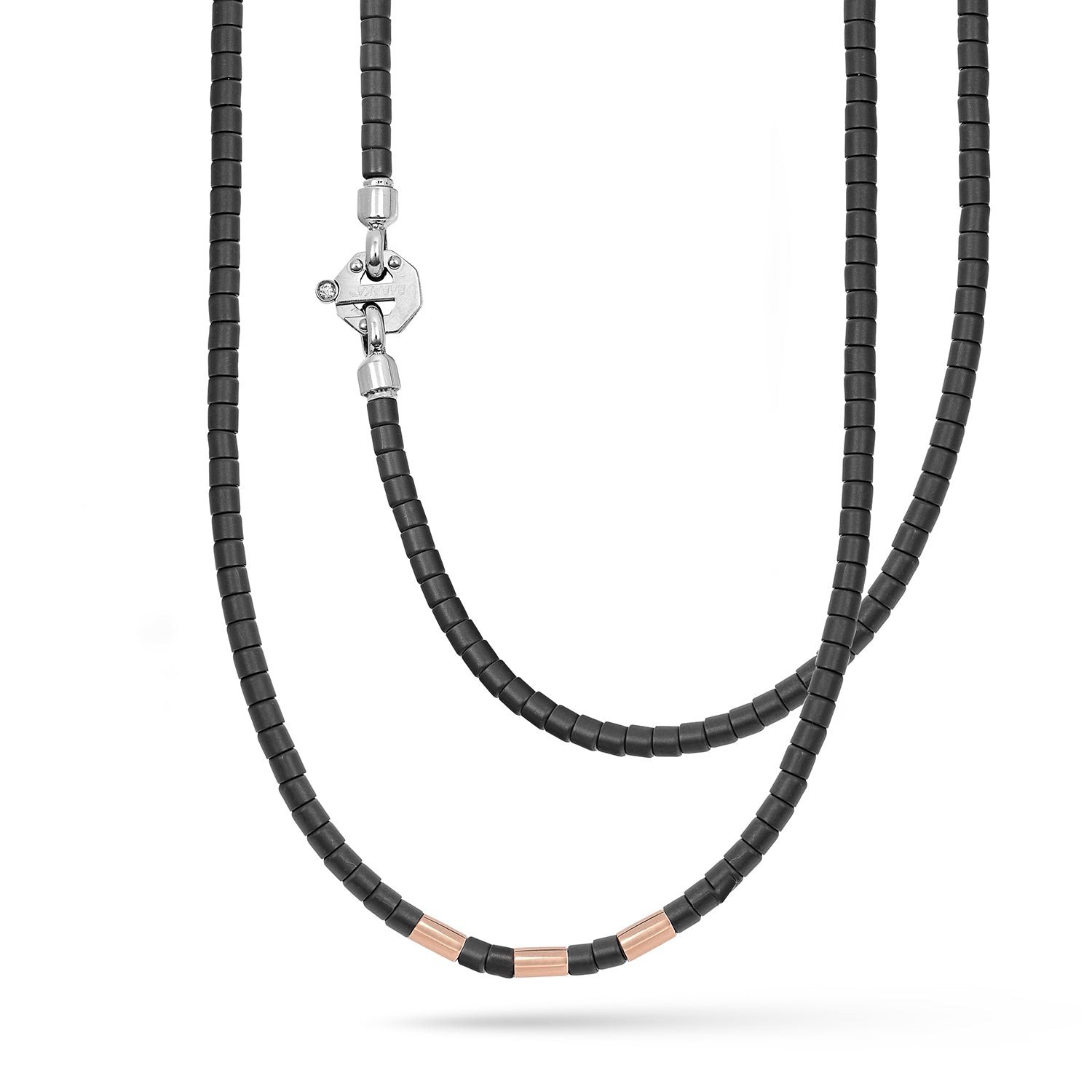 Barakà 18 Kt Rose Gold & Black Beaded Necklace — Black