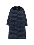 Fabiana Filippi Quilted Contrast-Collar Coat — Navy
