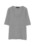 Fabiana Filippi Beaded Scoop-Neck T-Shirt — grey