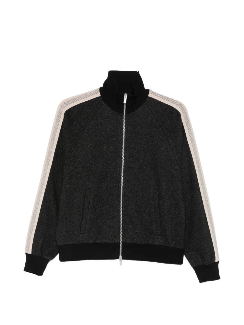 Peserico Side-Stripe Zip-Fastening Sweatshirt — Black
