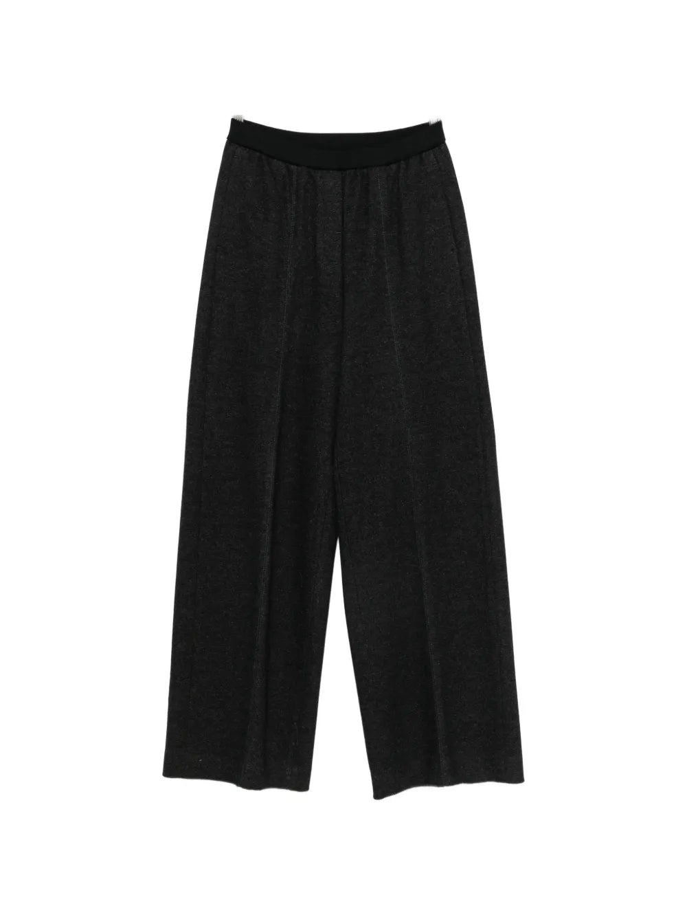 Peserico Pressed-Crease Wide-Leg Trousers — Black