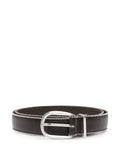 Peserico Bead-Trim Leather Belt — Black