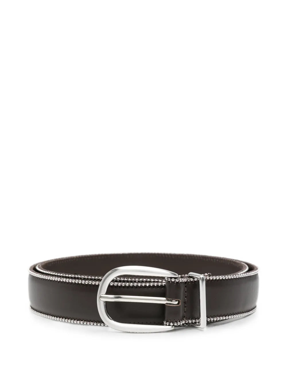 Peserico Bead-Trim Leather Belt — Black