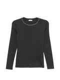 Peserico Embellished-Neck T-Shirt — Charcoal