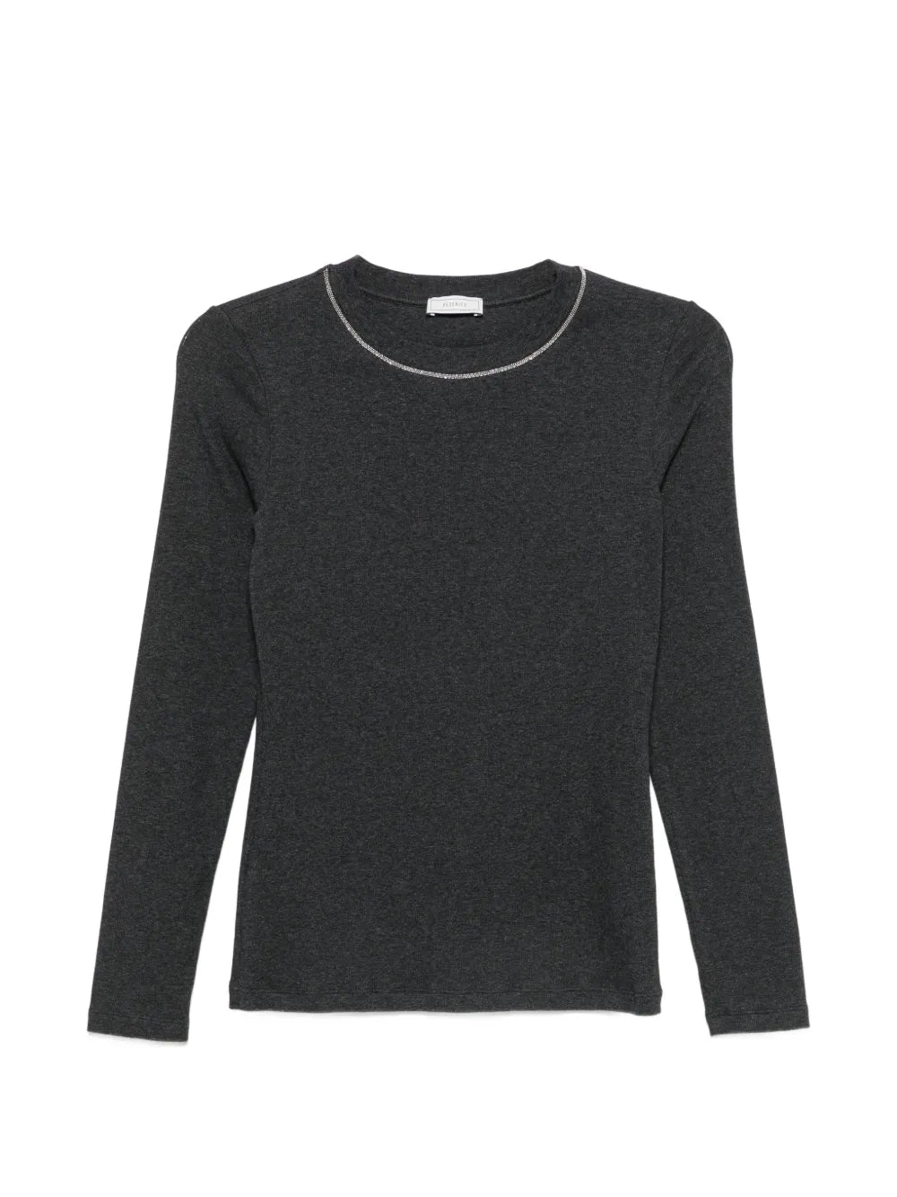 Peserico Embellished-Neck T-Shirt — Charcoal