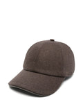 Peserico Bead-Trim Virgin Wool Baseball Cap — Brown