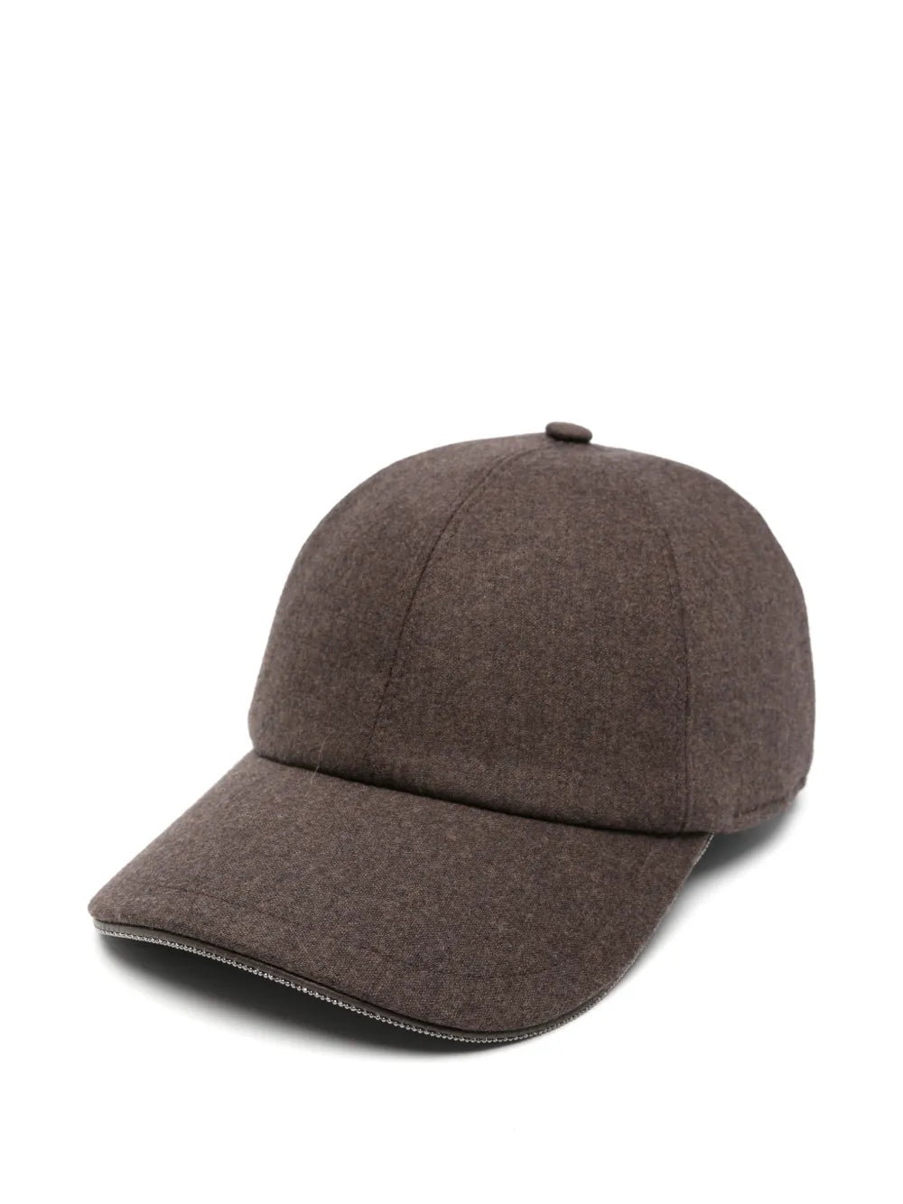 Peserico Bead-Trim Virgin Wool Baseball Cap — Brown