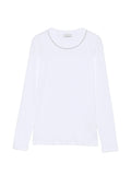 Peserico Ribbed Cotton Long-Sleeve Top — White