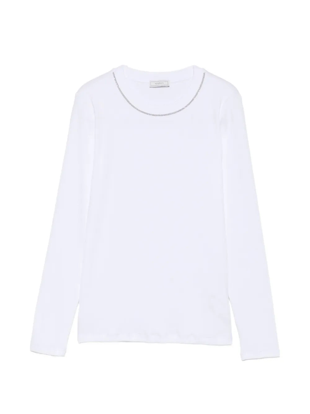 Peserico Ribbed Cotton Long-Sleeve Top — White