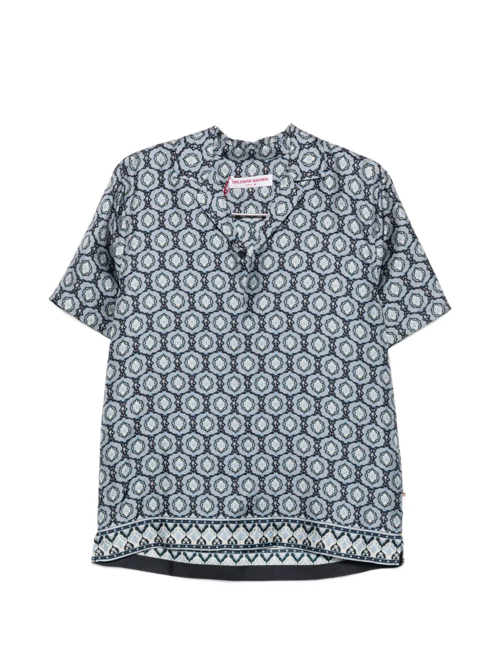 Orlebar Brown Geometric-Print Camp-Collar Shirt — Blue