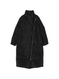 Yves Salomon Quilted Asymmetric Zip Down Coat — Black