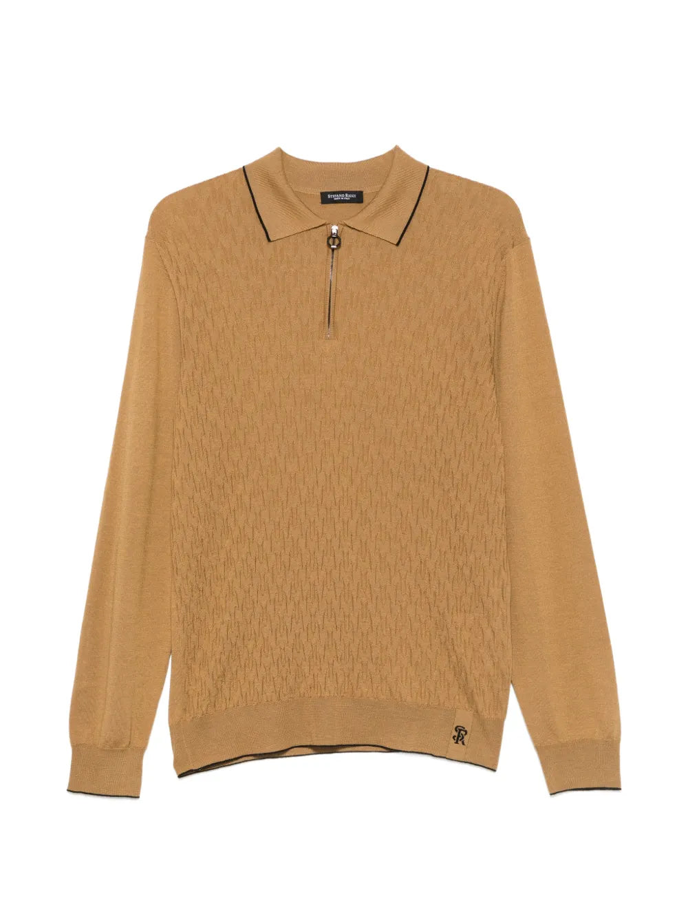 Stefano Ricci Quarter-Zip Polo Shirt — Camel