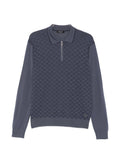 Stefano Ricci Geometric-Pattern Zip-Fastening Polo Shirt — Blue
