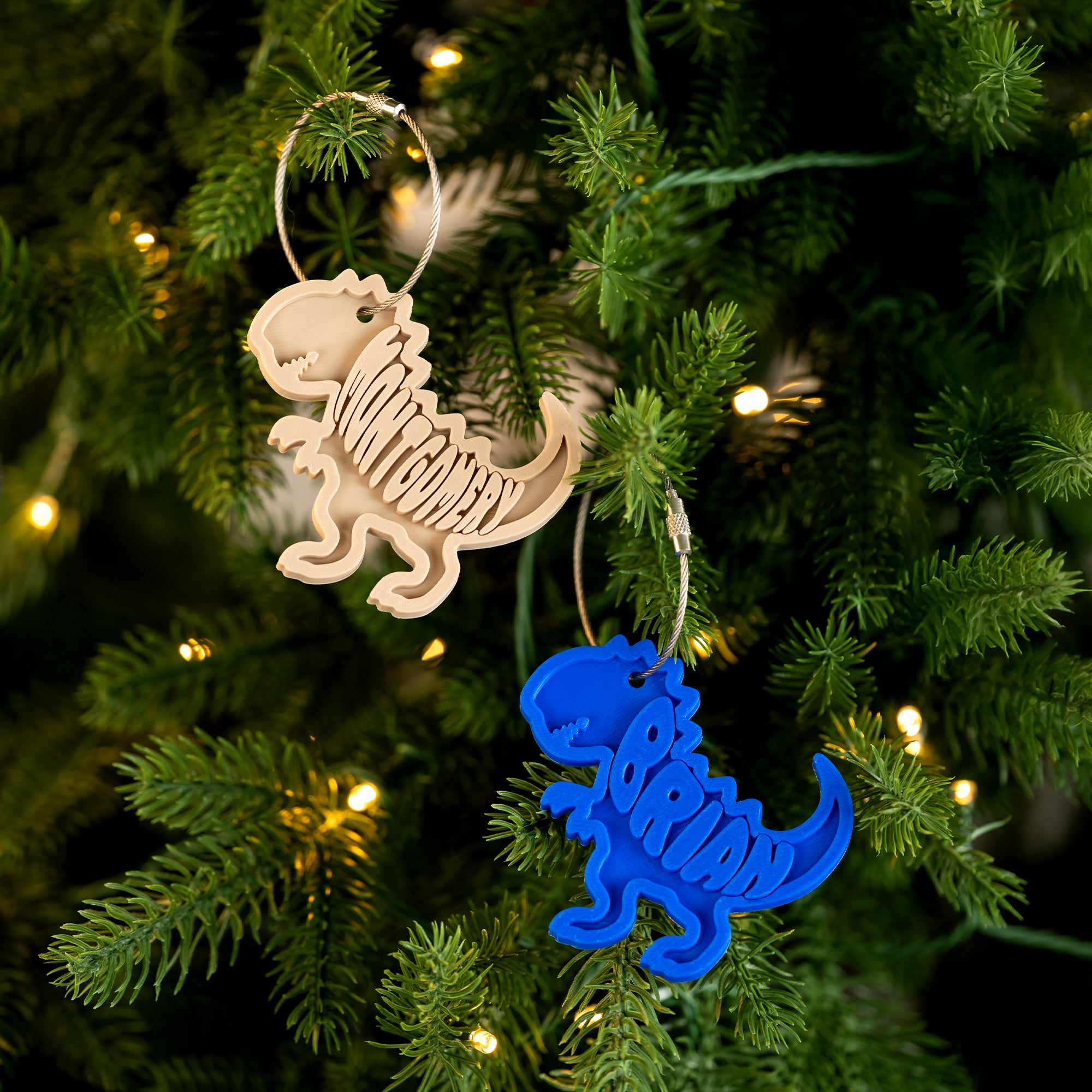 Adorno colgante personalizado con nombre de dinosaurio impreso en 3D Regalo de cumpleaños de Navidad para niños