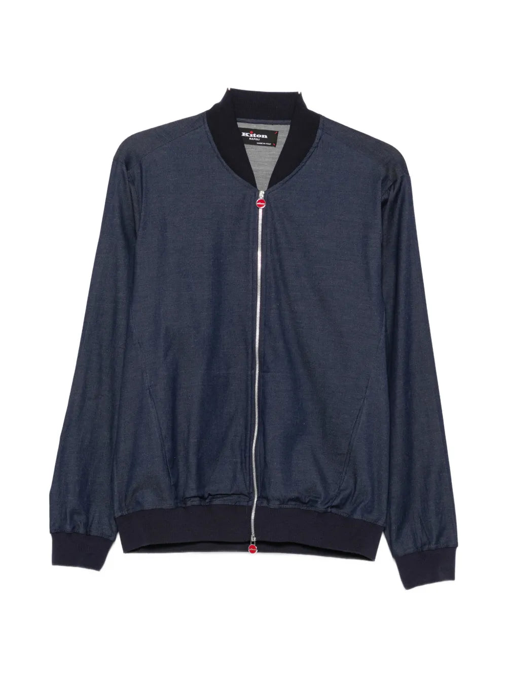 Kiton Denim Zip-Up Bomber Jacket — Navy