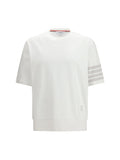 Thom Browne 4-Bar Striped Cotton Jersey T-Shirt — White