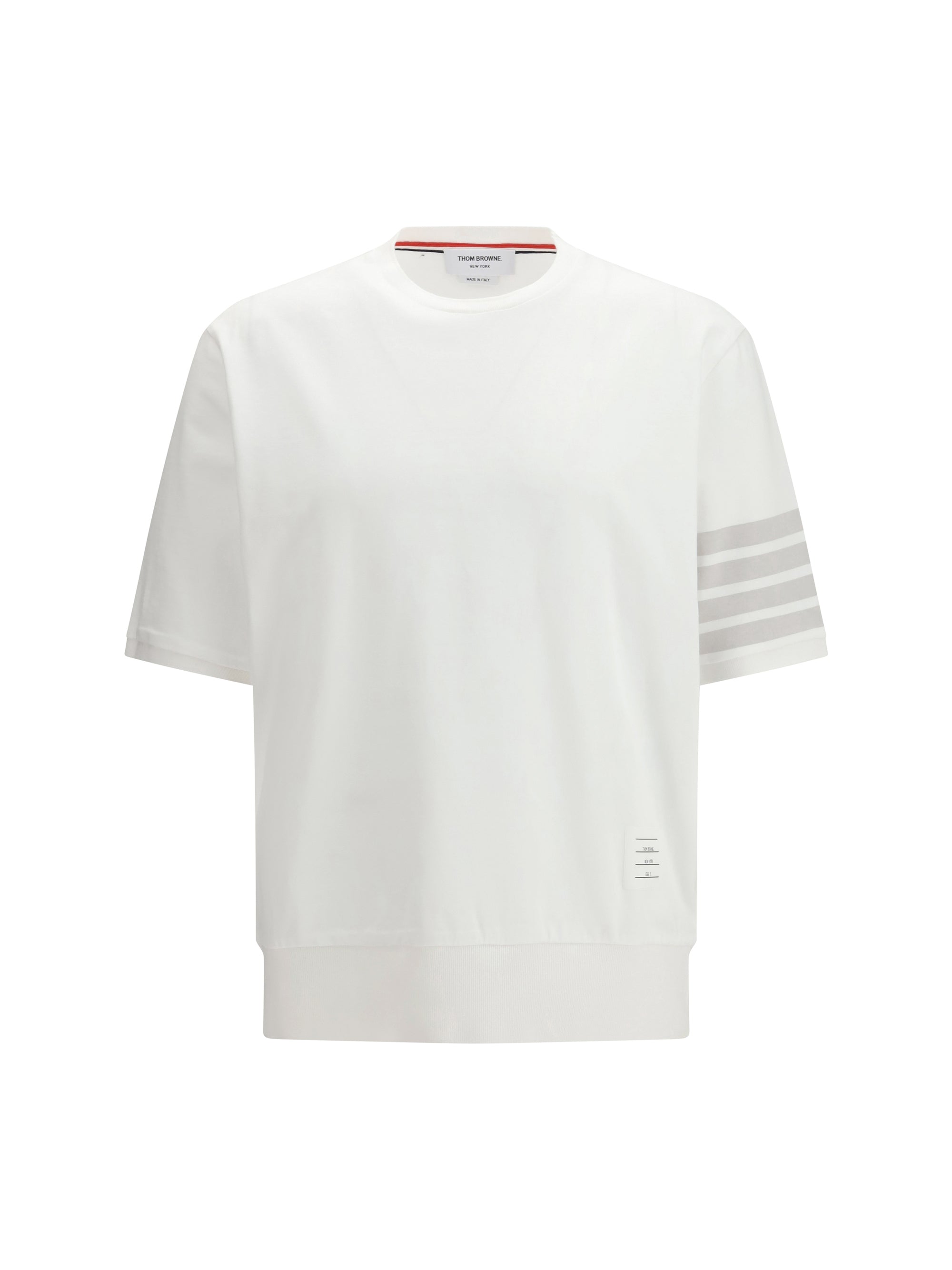 Thom Browne 4-Bar Striped Cotton Jersey T-Shirt — White