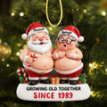 Personalizado de dibujos animados de Navidad Divertido Pareja Acrílico Ornamento con el nombre y el año Decoración para el hogar Aniversario Regalo de Navidad para la Familia Pareja