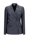 Balenciaga Double-Breasted Merino Wool Blazer — Navy