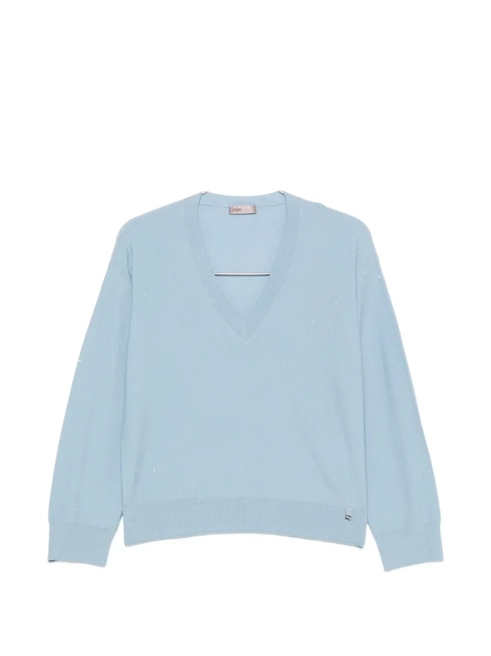 Herno Sequin-Embellished Wool Sweater — light blue
