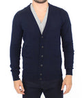 Men's Wool-Cashmere Blend Cardigan Navy Rayon Nylon Clothing