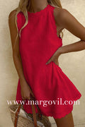 Crewneck Sleeveless Cotton Linen Dress