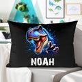 Funda de cojín lumbar personalizada con nombre de dinosaurio para decoración del hogar Regalo de cumpleaños para niños y niñas amantes de los dinosaurios
