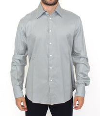 Men's Gray Cotton Long Sleeve Casual Shirt Top