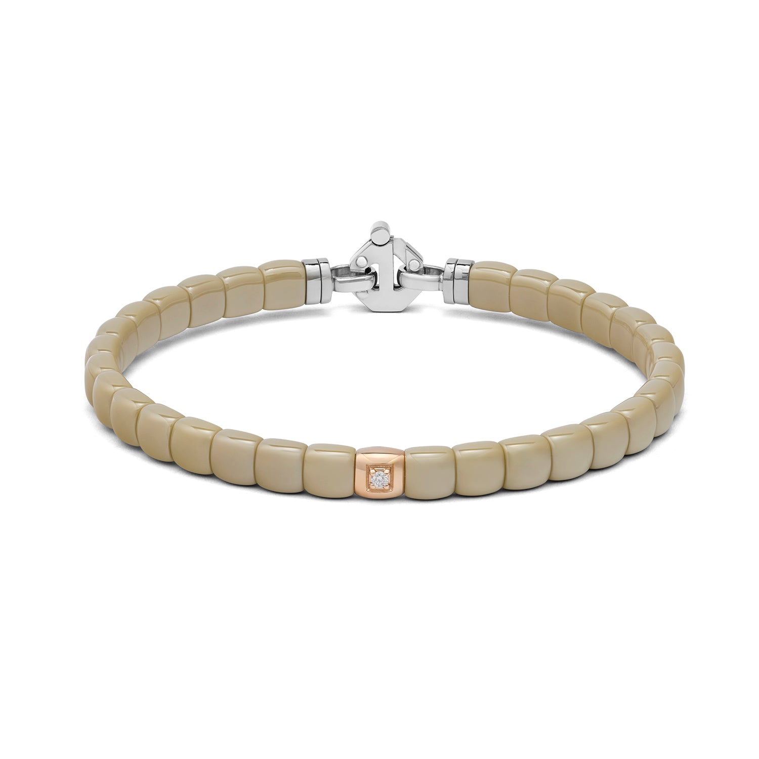 Barakà Diamond Ceramic Beaded Bracelet — Cream