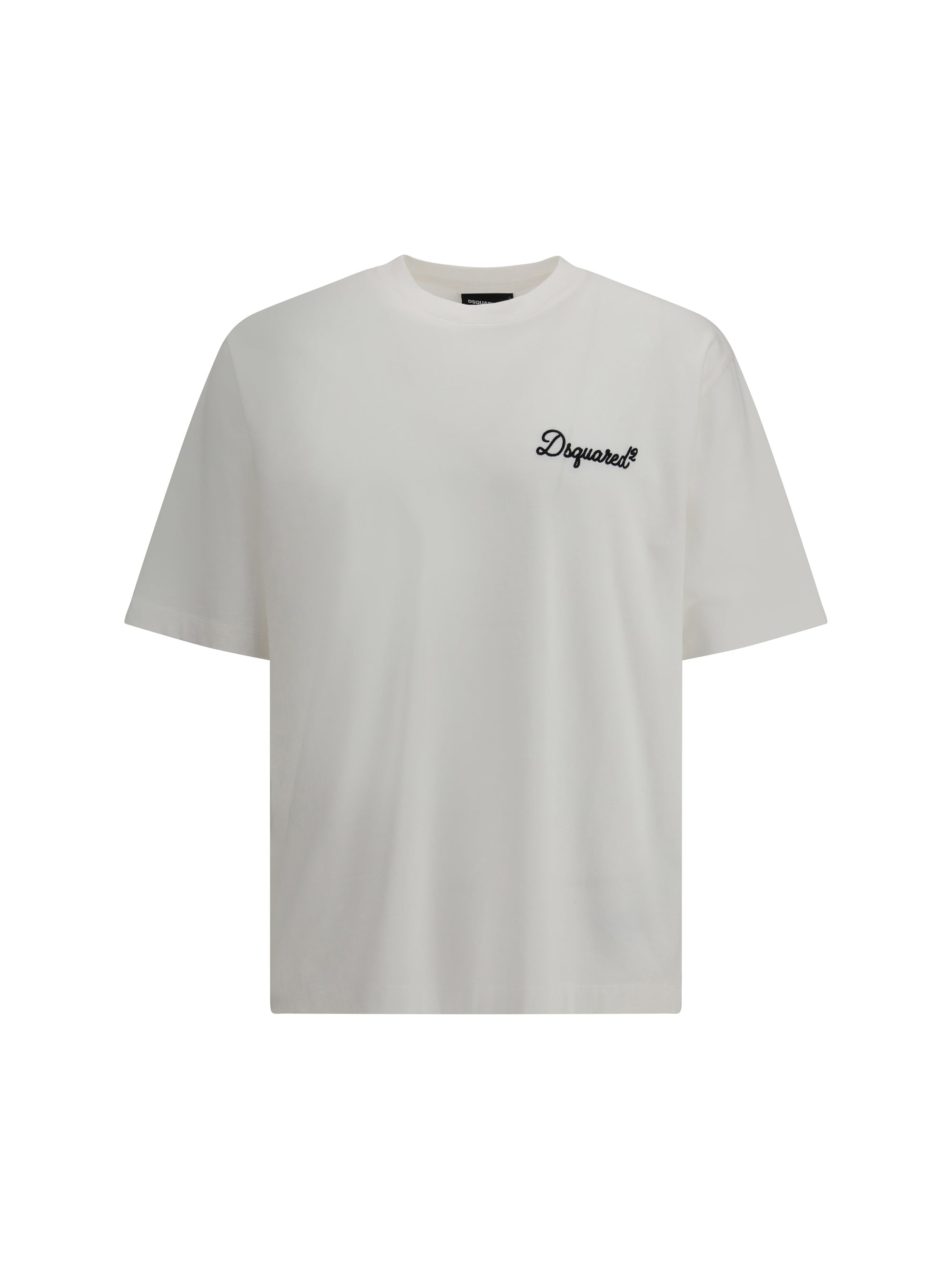 Camiseta de algodón con logo bordado Dsquared2 - Blanco