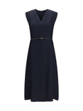 Fabiana Filippi V-Neck Belted Dress — Navy