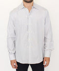 Men's White Gray Striped Regular Fit Casual Shirt Cotton
