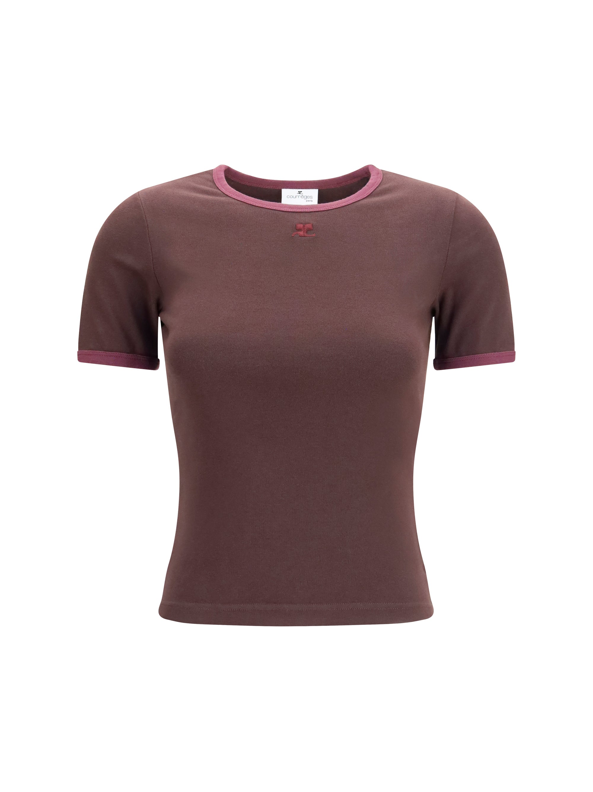 CourrèGes Logo-Embroidered Cotton T-Shirt — Red