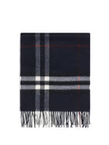 Burberry Cashmere Check Scarf — Navy