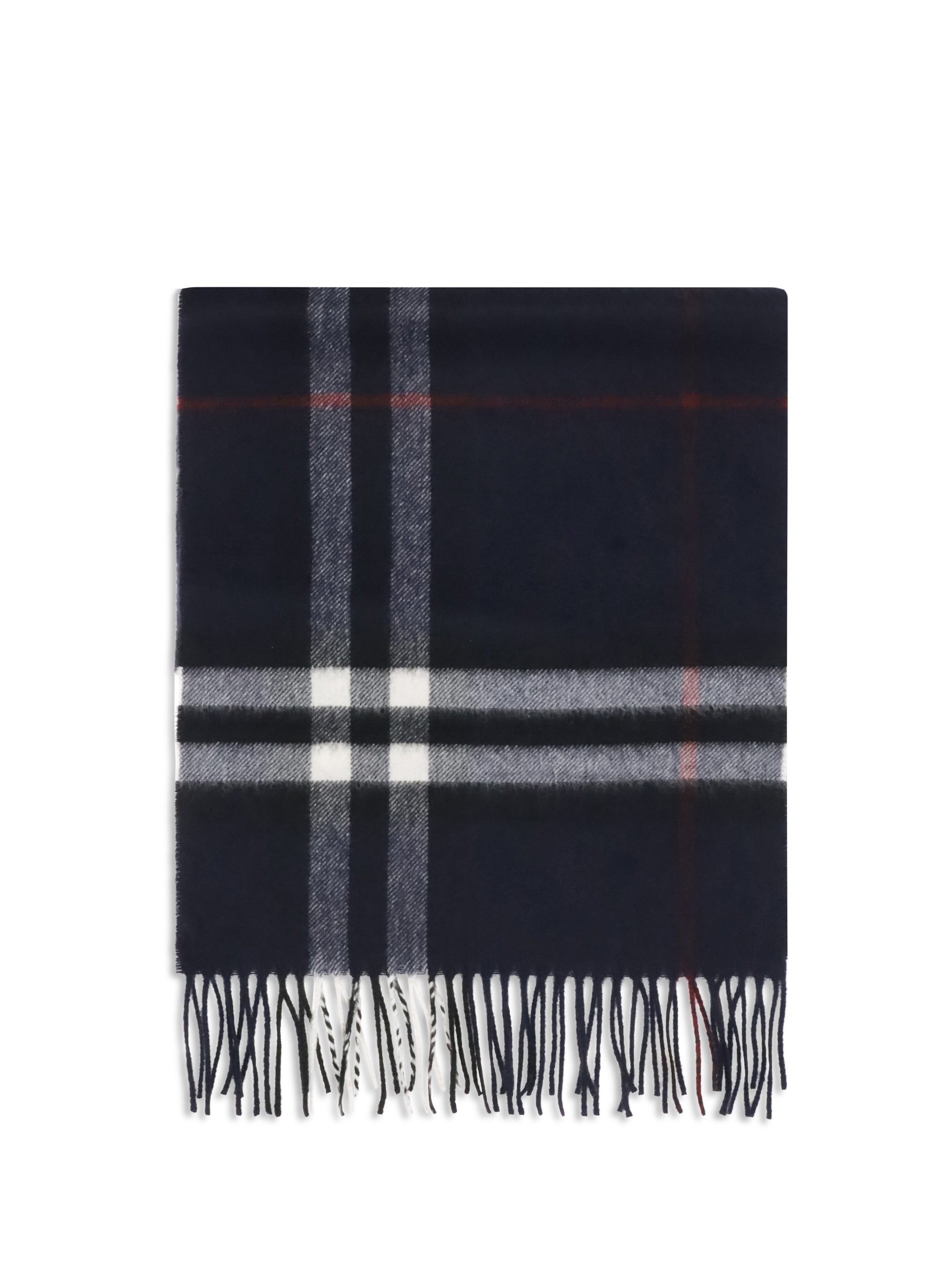 Burberry Cashmere Check Scarf — Navy