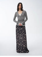 Gallery Dusse Vintage Print Straight Draped Skirt