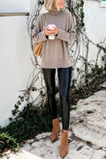 Solid Turtleneck Casual Pullover Sweater