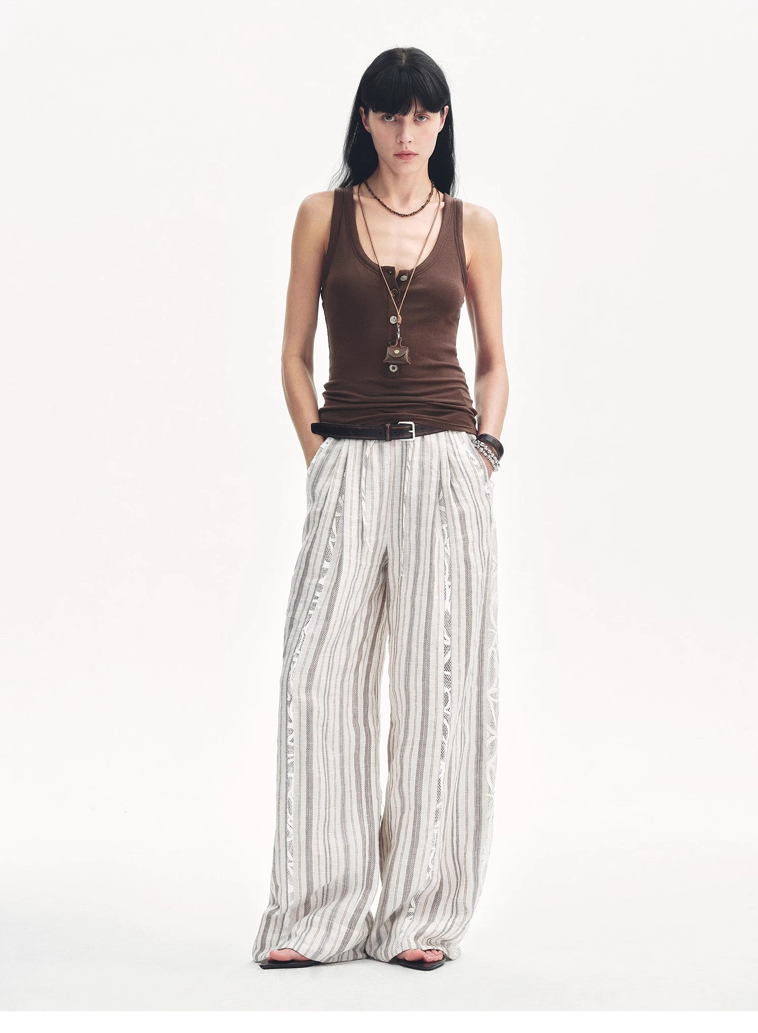Weather Forecast Tencel Acetate U-Henley Neck Fitted Vest