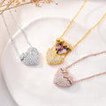 Personalizada en forma de corazón de fotos brillante collar de circón joyería delicada cumpleaños aniversario San Valentín Día de regalo para las mujeres