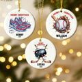 Personalizado Festivo Luz Béisbol Hockey Deportes Cerámica Adorno de Navidad con Nombre Decoración del Árbol del Hogar Regalo de Navidad para la Familia Amantes de los Deportes
