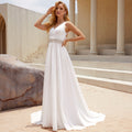Bridal Wedding Dress Ivory Sleeveless Long V-Neck Ball-Gown Princess Chiffon