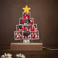 Personalizada Familia 9 Fotos Árbol de Navidad Estrella de acrílico LED Luz de Noche con Base de Madera y Año Decoración del Hogar Regalo de Navidad para Familias Padres