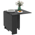 55" Folding Drop Leaf Table with Storage Shelves Space Saving Design, Black