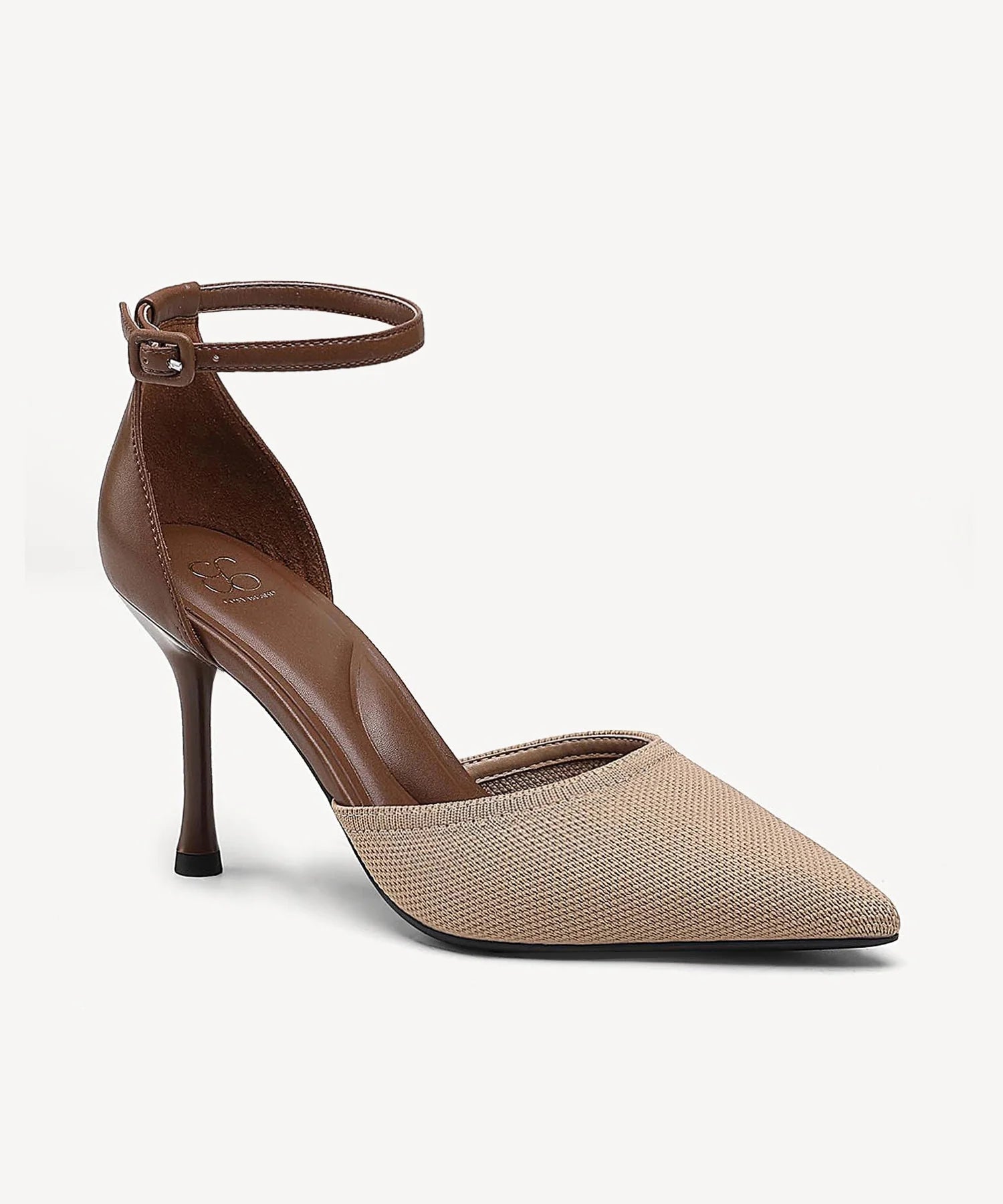 Bicolor Strapped Pointed Toe Stiletto Pump - Apricot / US 6.5 | EU 37 | UK 4.5