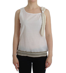 Women's White Top Blouse Tank Shirt Sleeveless Cotton