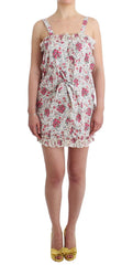 Women's Beachwear Pink Floral Beach Mini Dress Short Cotton